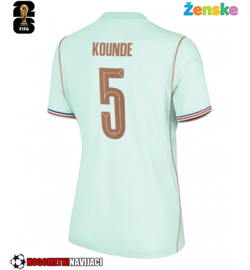 Ženske Nogometnih dresov Francija Jules Kounde #5 Gostujoči SP 2026 Kratki rokavi Ženske Nogometnih dresov Francija Jules Kounde #5 Gostujoči SP 2026 Kratki rokavi
